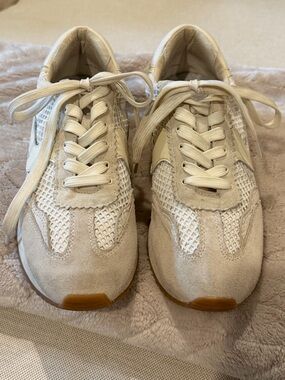 Dolce Vita Cream and Tan Lace-Up Women's Sneakers